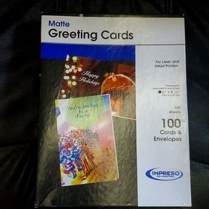 Matte Greeting Cards for Lazer and Inkjet Printers 100 cards & Envelopes